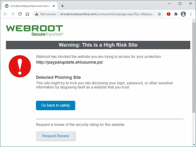 محافظت از فیشینگ با Webroot